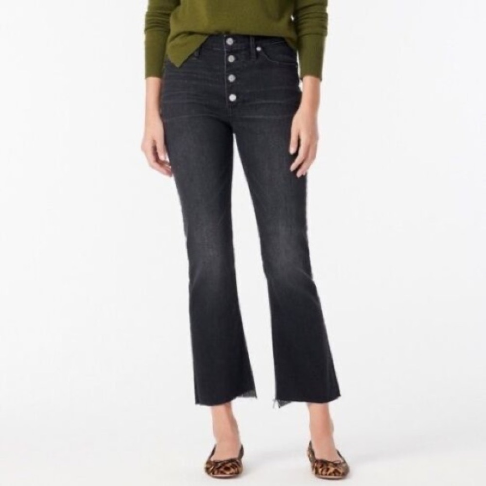 J. Crew Billie Demi Boot Crop High Rise Exposed Button Fly Jeans Size 27 Tall